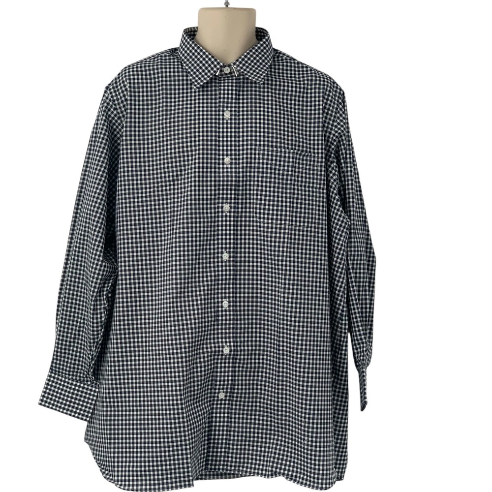 Hamilton Men's Black/White Gingham Check Shirt Long Sleeve Button Down Size‎ XL
